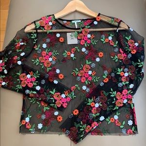 Floral Mesh Crop Top